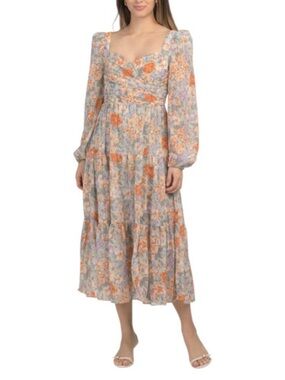ASTR Pleated Surplice Puff Sleeve Dress